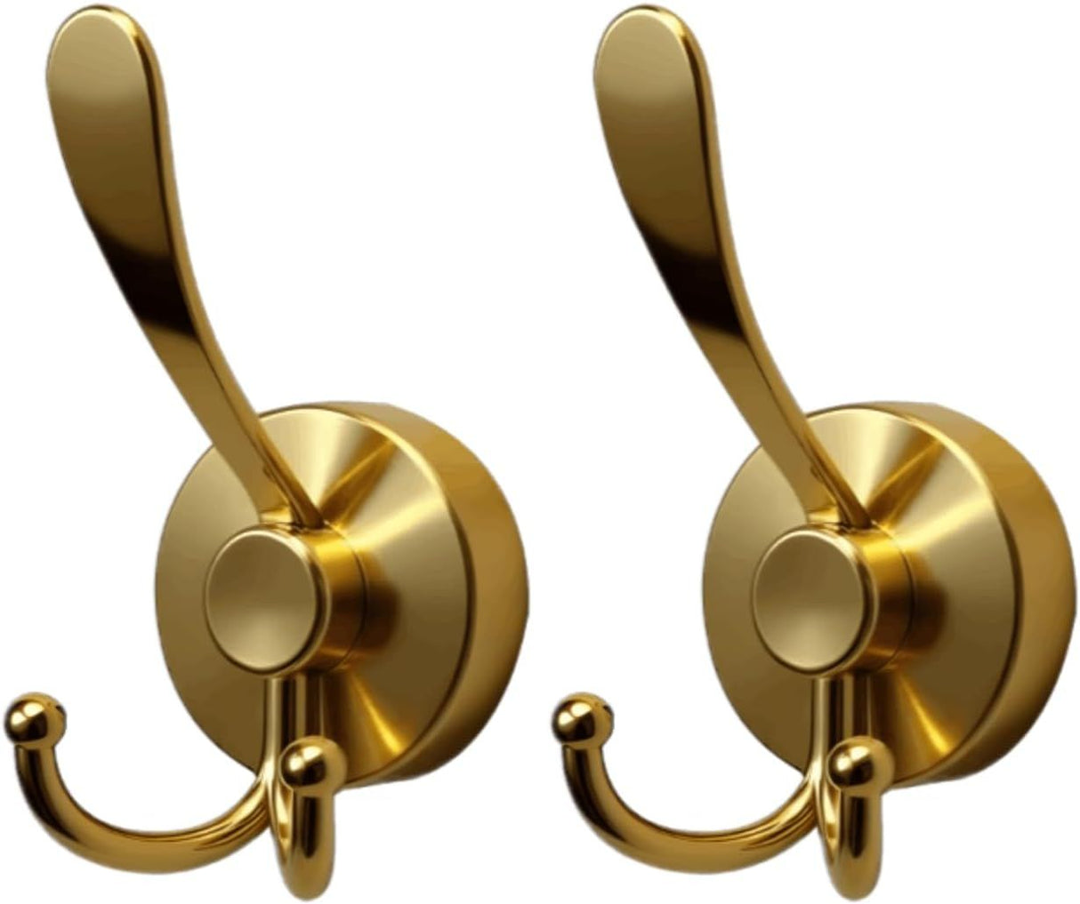 2pcs Cup Hooks for Shower,Bathroom - Heavy Duty, Removable,Waterproof, No Drill Holds Towels, Robes, Wreath on Glass, Tile, Mirror, Door(Golden)double-headed
