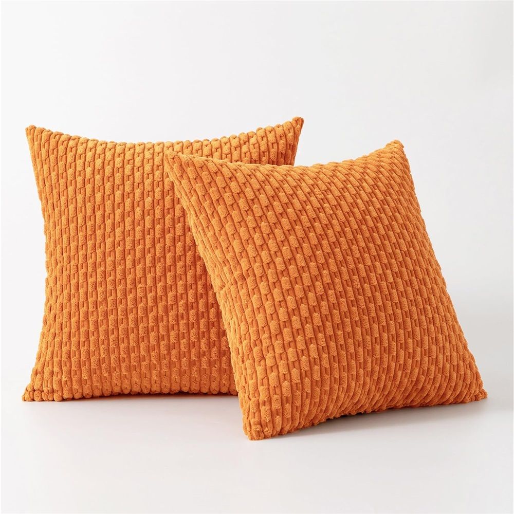 Throw Pillow Covers 18*18Set of 2 Fall Pillow Covers, Decorative Throw Pillows for Couch, Bed, and Home Decor(tangerine orange)