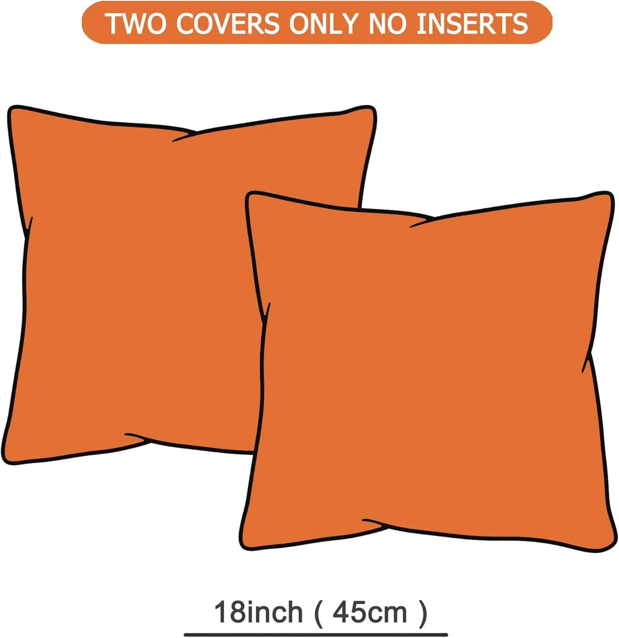 Throw Pillow Covers 18*18Set of 2 Fall Pillow Covers, Decorative Throw Pillows for Couch, Bed, and Home Decor(tangerine orange)