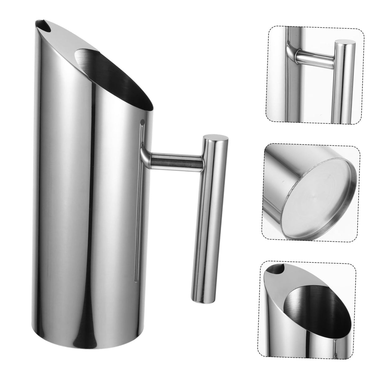 Stainless Steel Water Pitcher for Home and Bar Polished Metal Beverage Container for Cold Drinks Juice Tea and Cocktail Mixing Fridge Pitcher 1.0L