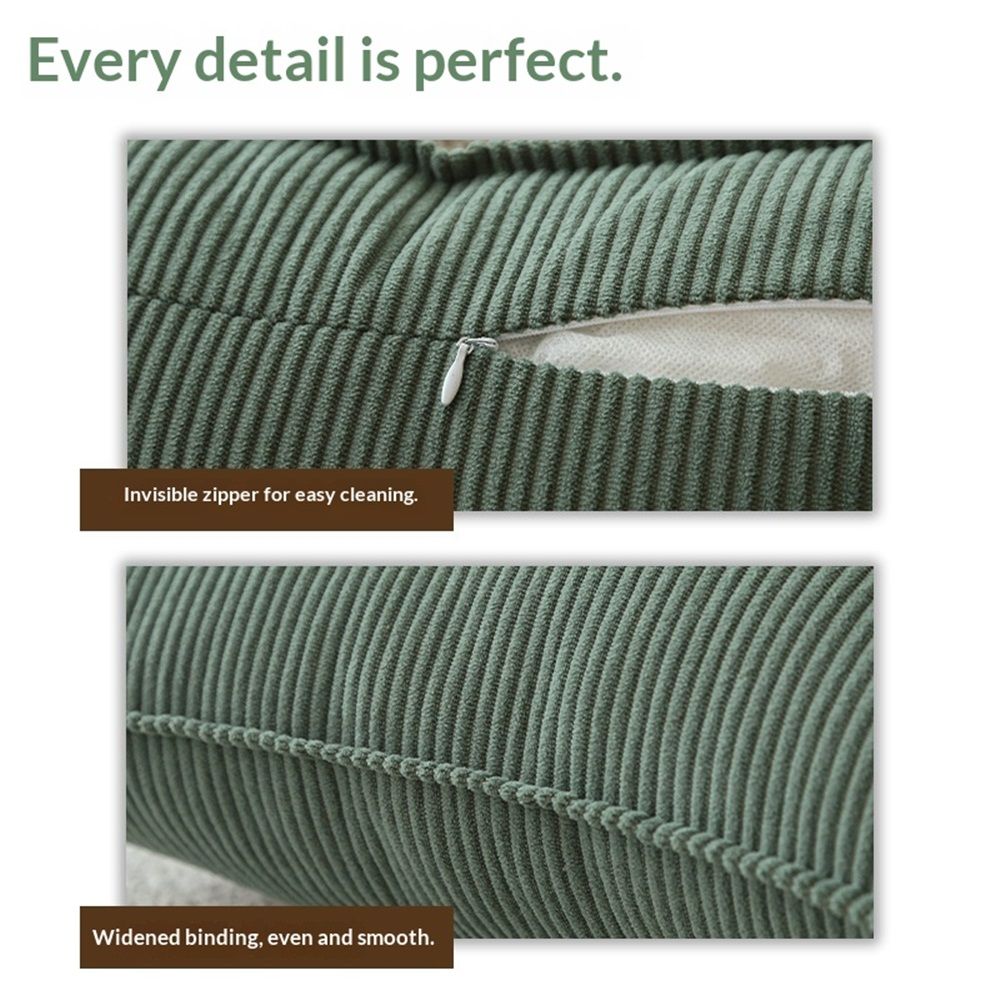 Couch Throw Pillows Covers 18x18 Inch Set of 4,Green Corduroy Decorative Cushion Case,Rustic Fun Living Room Decor (only pillowcases)