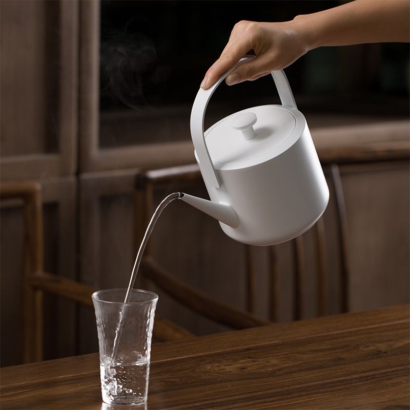 Gooseneck Kettle Mouth Electric Water Kettle Stainless Steel Coffe Hand Punching vision Stainless Steel Kettle Water Boiler Matte White