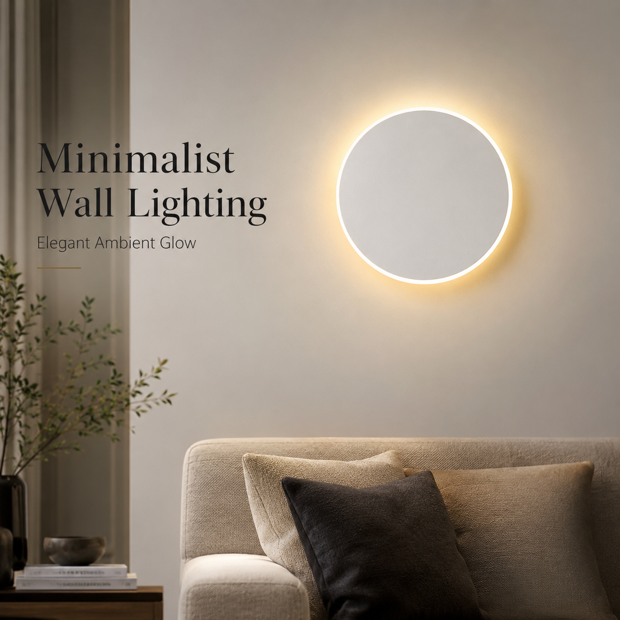 Magnetic Round Wall Lamp 30cm White, 17W Rechargeable LED Wall Sconce with Motion Sensor, 3-Color Light, Battery Powered Modern Disc Wall Light for Hallway Entryway Bedroom