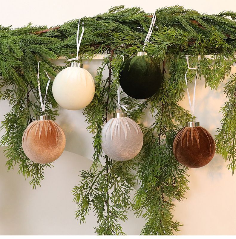 Pink Series Velvet Fabric Christmas Ornaments, Soft Cloth Covered Holiday Baubles, 8cm