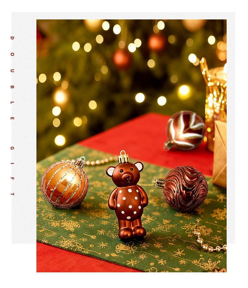 46PCS Hand Painted Christmas Ornament Balls, Gift Box Packaging, Christmas & Halloween Indoor Decoration, Red Gold