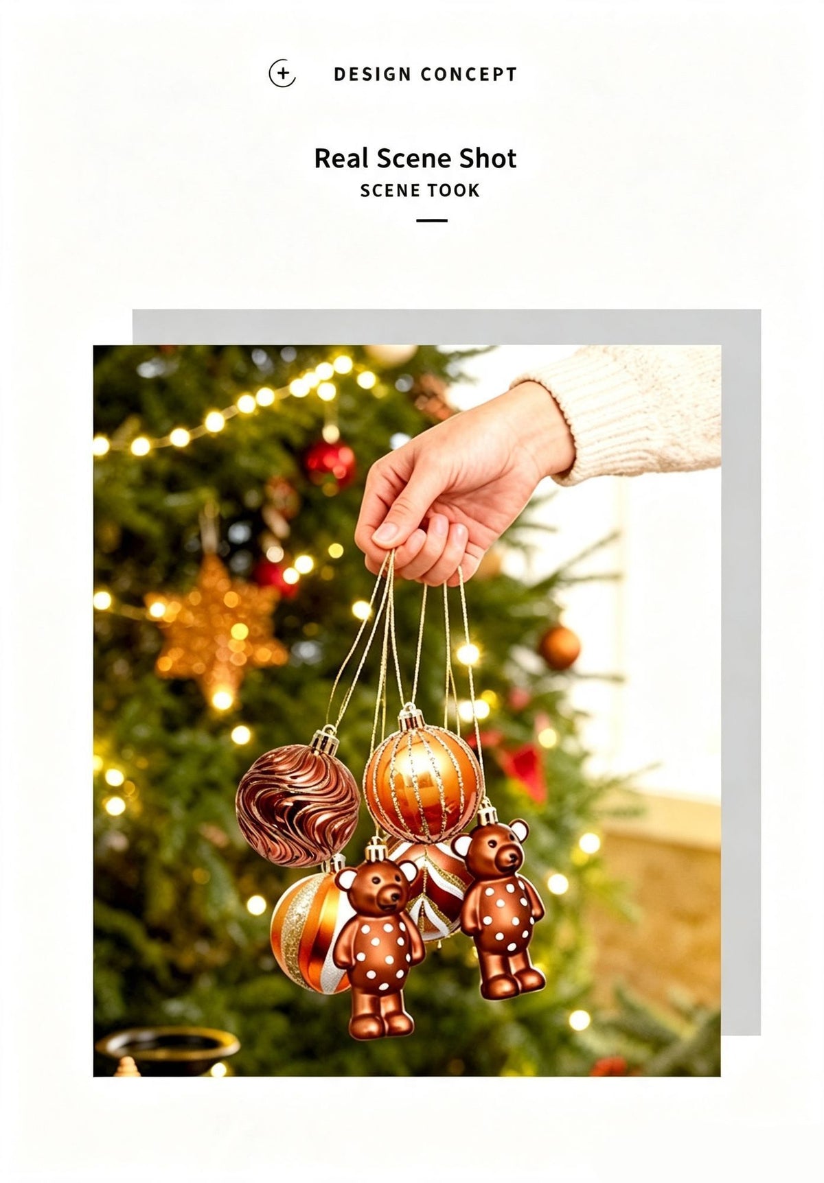 46PCS Hand Painted Christmas Ornament Balls, Gift Box Packaging, Christmas & Halloween Indoor Decoration, Red Gold