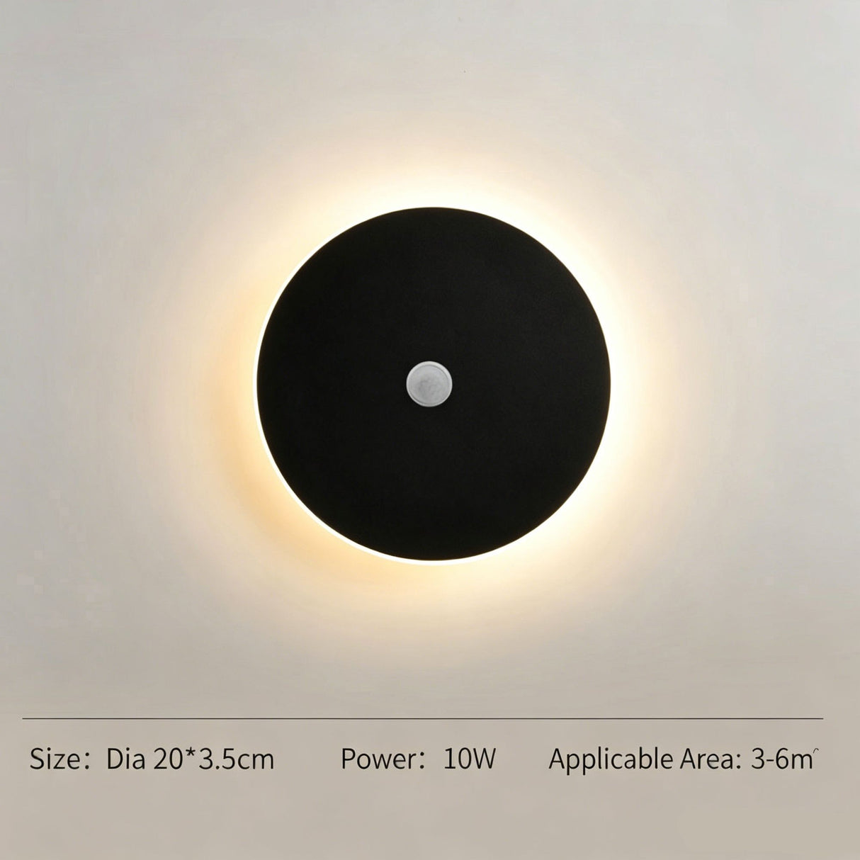 20CM Black Sensor Eclipse LED Wall Light Stepless Dimming