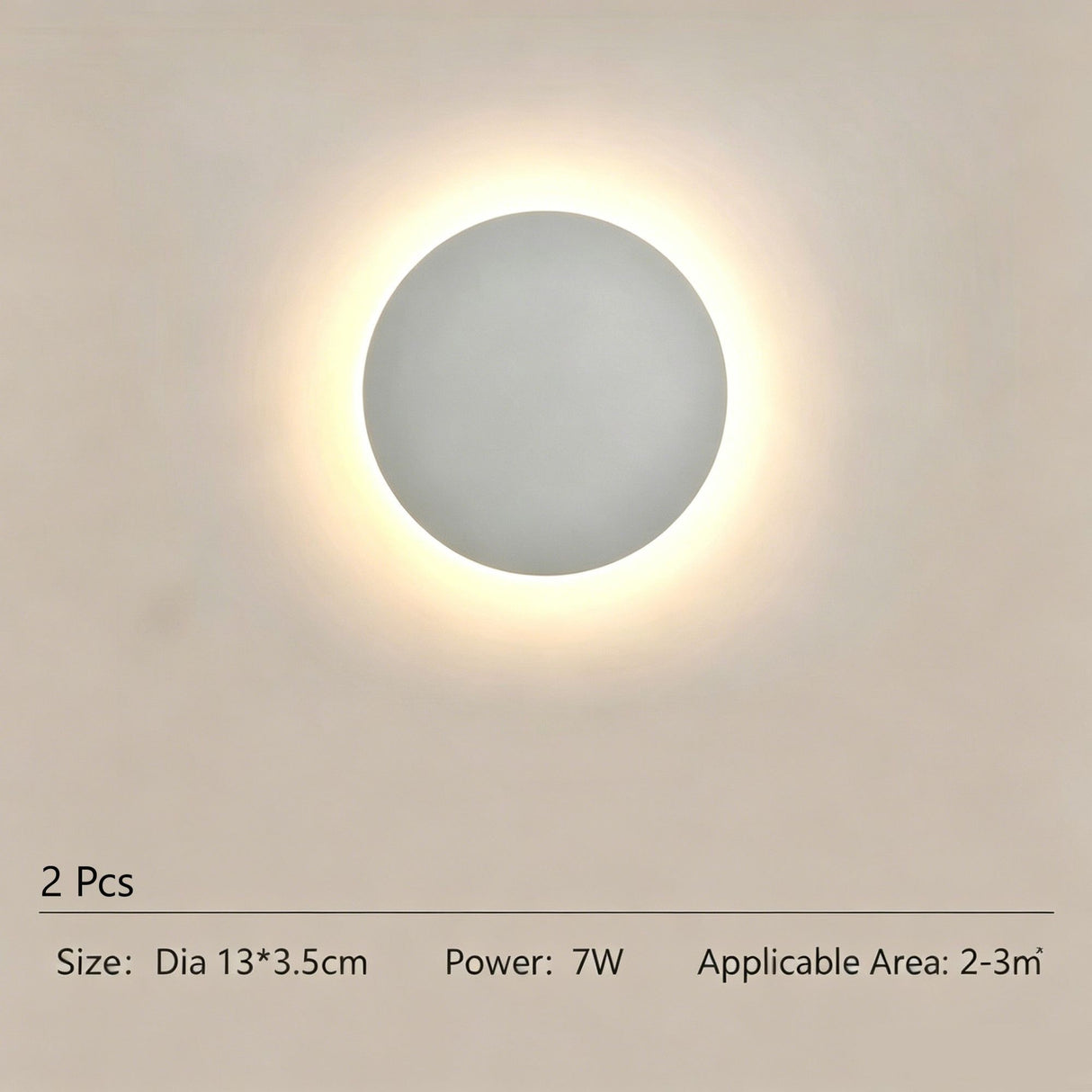 13CM White Regular Eclipse Wall Light 2Pcs Stepless Dimming