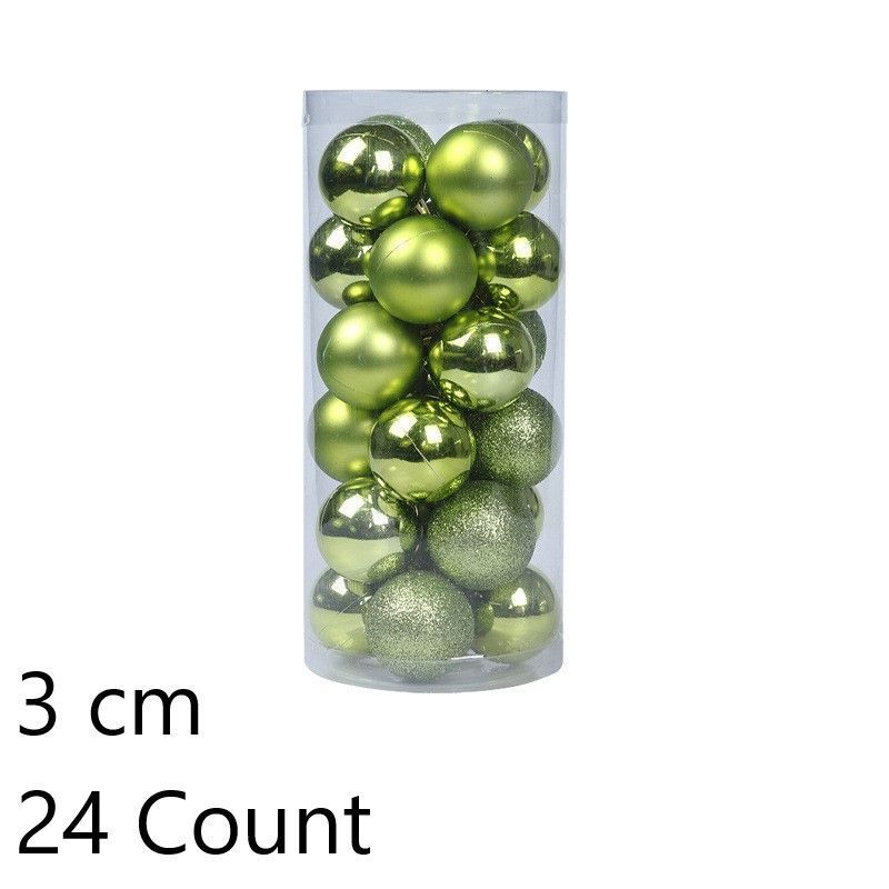 24 Pieces Electroplated Plastic Christmas Tree Pendants, Fruit Green 3cm Colorful Balls for Christmas Display and Halloween Tabletop Ornament