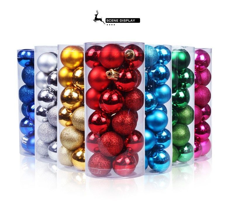 24 Pieces Electroplated Plastic Christmas Tree Pendants, Fruit Green 3cm Colorful Balls for Christmas Display and Halloween Tabletop Ornament