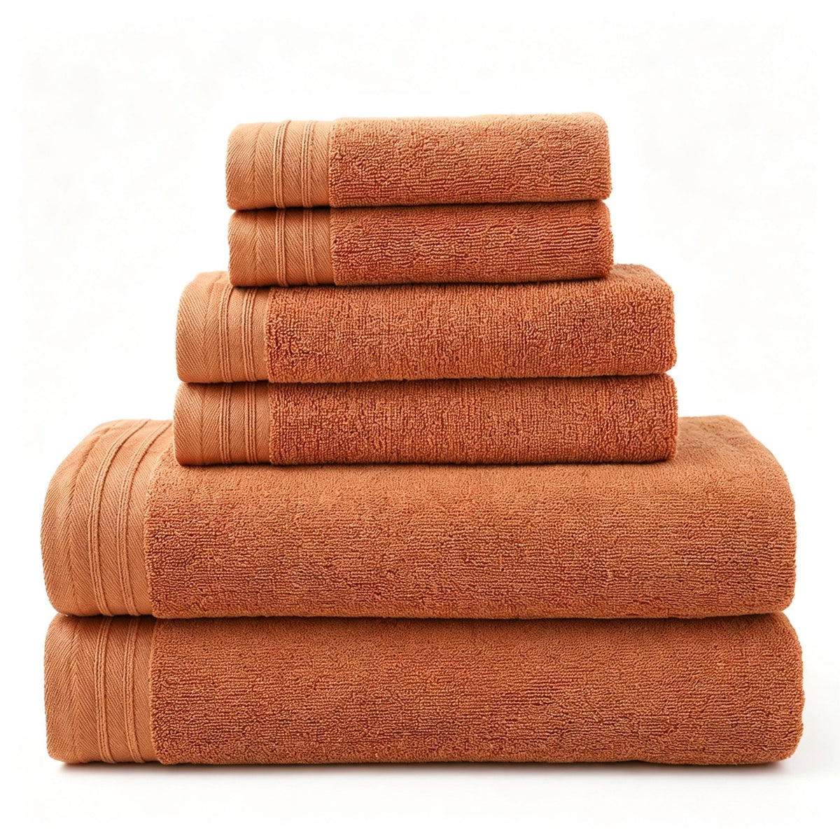 Caramel Pure Cotton 6‑Piece Towel Set | Halloween Retro Home Gift | 2Pcs 35x75cm Hand Towel+2Pcs 140x70cm Bath Towel+2Pcs 35x35cm Face Towel, Water‑Absorbent Bathroom Towel Kit