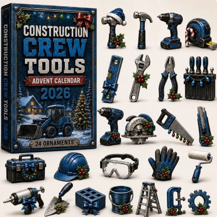 Handyman Workshop Countdown Box 24 Miniature Tool Charms Hammer Wrench Drill Saw Ornaments 26x18x3cm 3mm Acrylic Board Xmas Gift