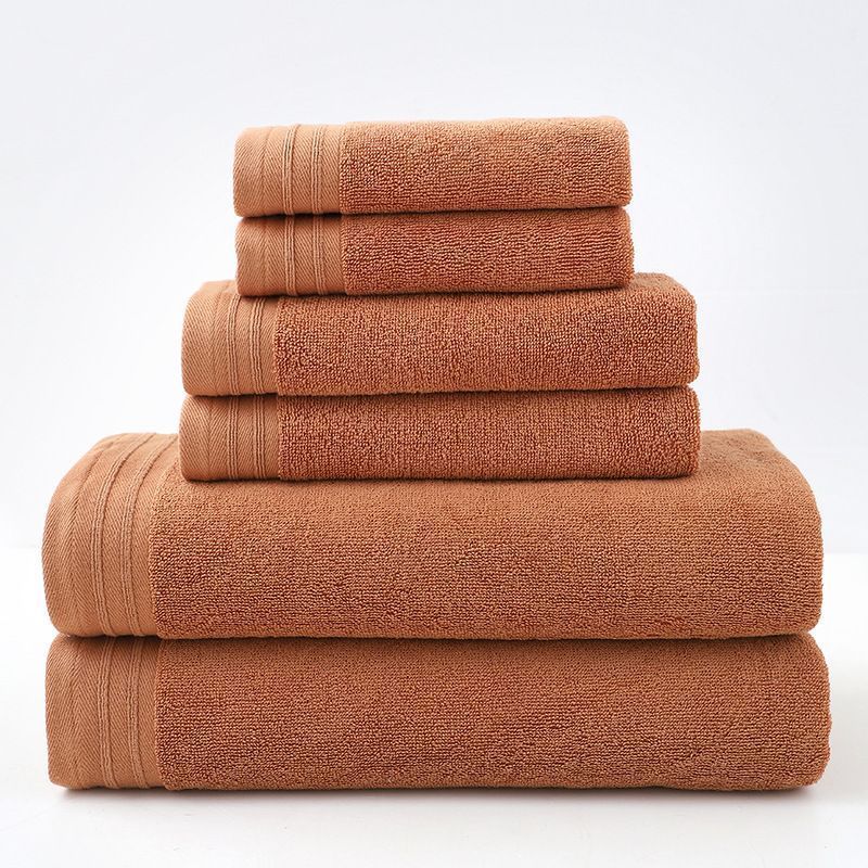 Combed Cotton Towel Set for Bath, Hand and Face, Caramel