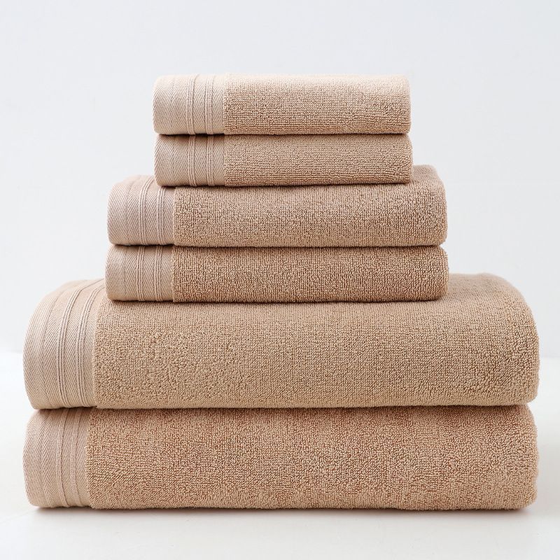 Combed Cotton Towel Set for Bath, Hand and Face, Camel