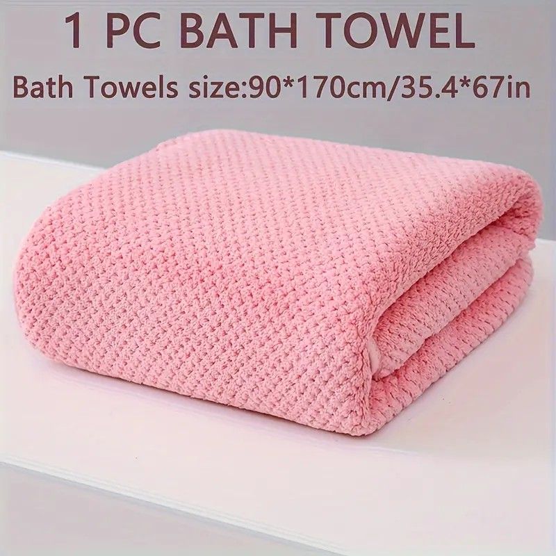 Modern Pineapple Grid Design Ultra-Soft Coral Fleece Bath Towel|90x170cm Extra Thick Strong Absorption, Suitable for Bathroom, Gym, Hotel, and Home Use.(GREEN)