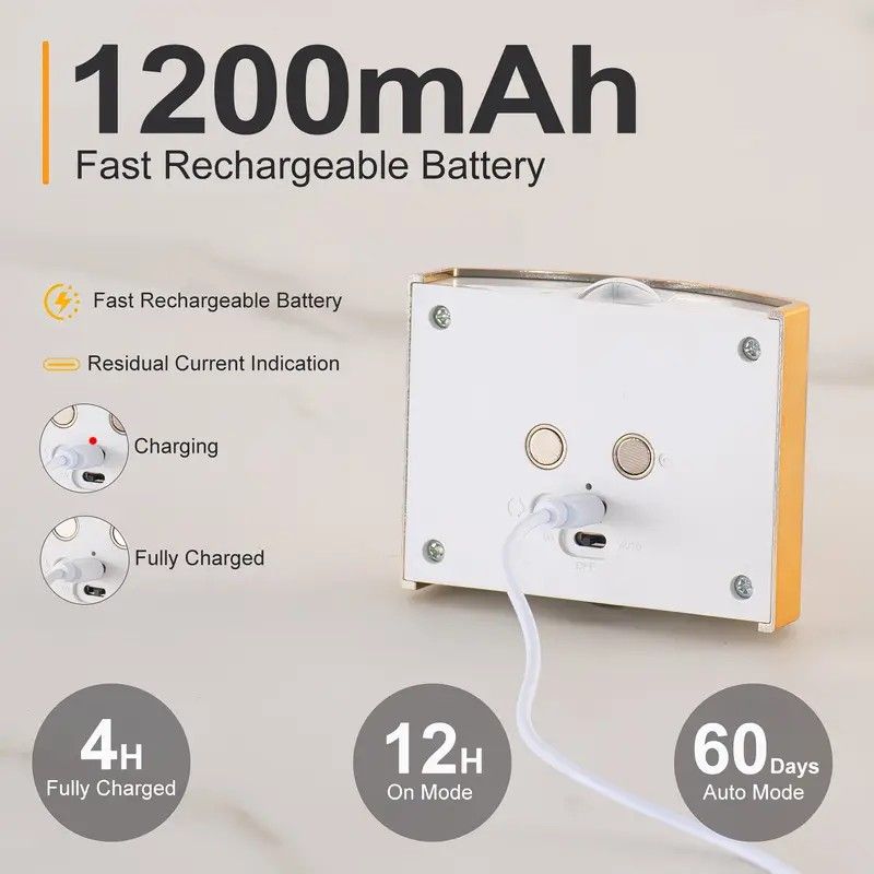1PCS Induction wall lamp with three-color stepless dimming, 120° auto shut-off, USB rechargeable magnetic installation. Smart motion-sensing LED wall lamp, serving as both a night light and an ambient light./Chrome color