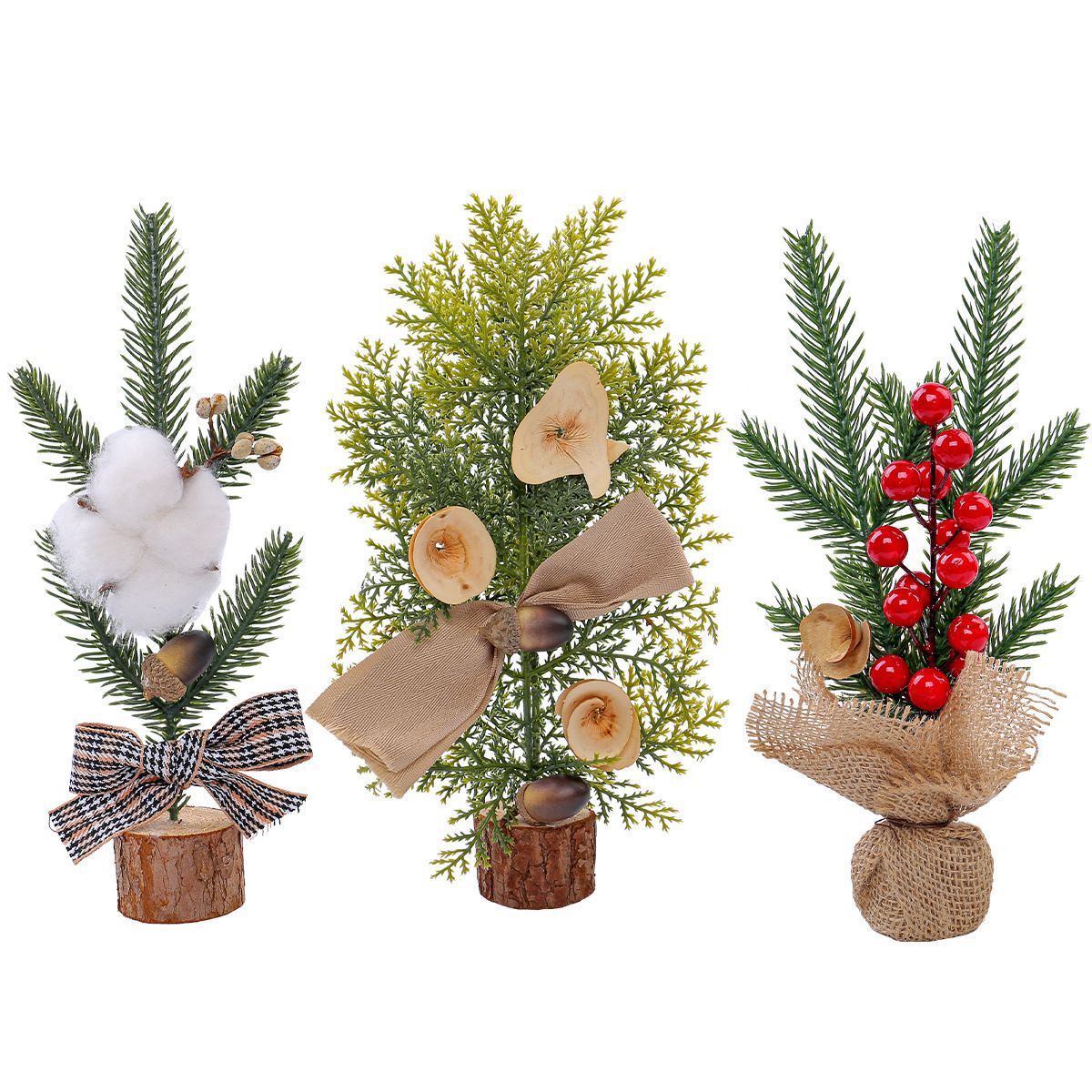 Red Berry Style 25cm Desktop Mini Christmas Tree, Christmas Window Decorative Potted Plant