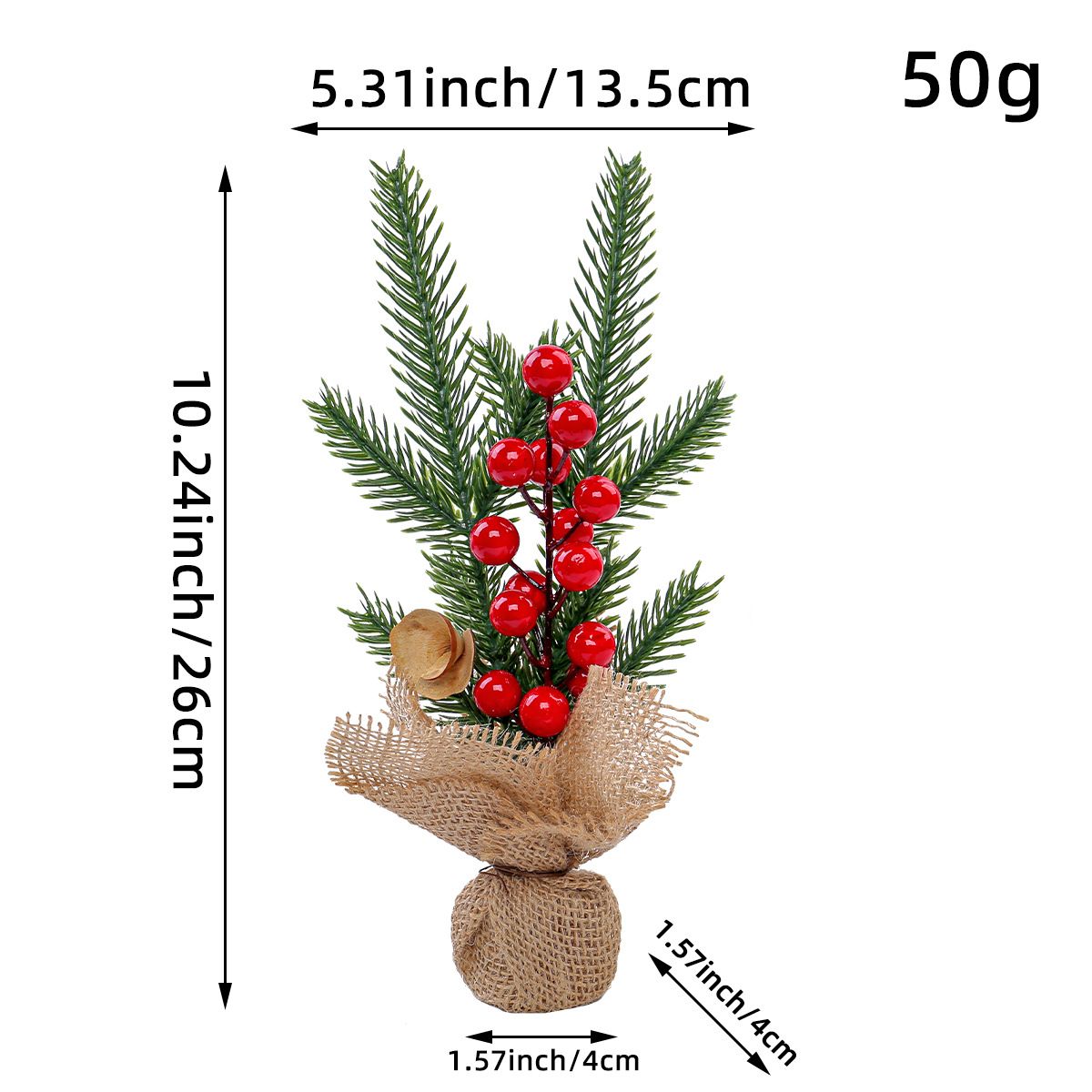 Red Berry Style 25cm Desktop Mini Christmas Tree, Christmas Window Decorative Potted Plant
