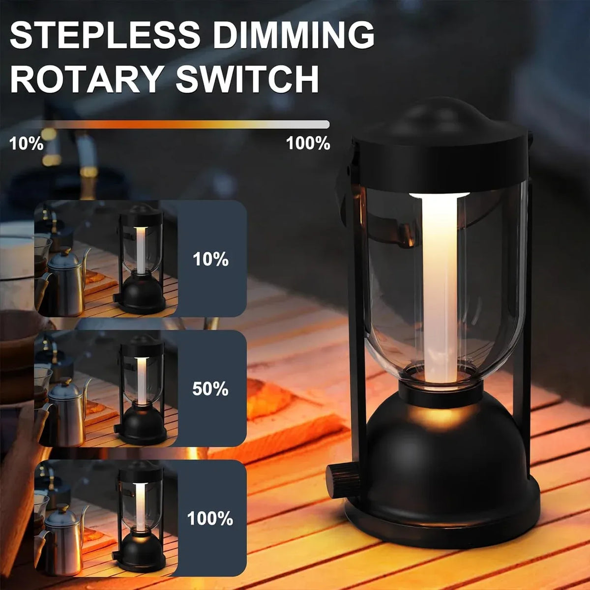 Retro Camping Lantern, 200 Lumens Stepless Dimming, 24h Long Battery Life, Essential for Outdoor Ambiance & Emergency!
