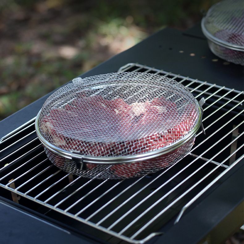 Stainless Steel Round BBQ Basket, Portable Outdoor Grill Grate, Lock-in Freshness, Single/Double-sided Grilling, Camping Picnic BBQ Tool