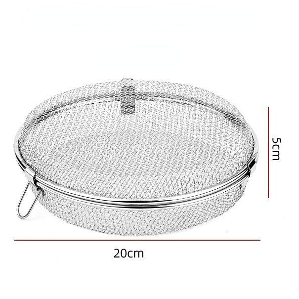 Stainless Steel Round BBQ Basket, Portable Outdoor Grill Grate, Lock-in Freshness, Single/Double-sided Grilling, Camping Picnic BBQ Tool