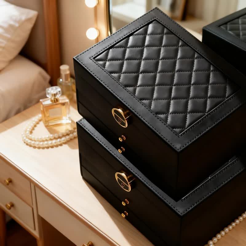 White Multi - layer Jewelry Storage Box: Velvet Lining, Three - layer Zoning, Double - drawer Storage for Accessories