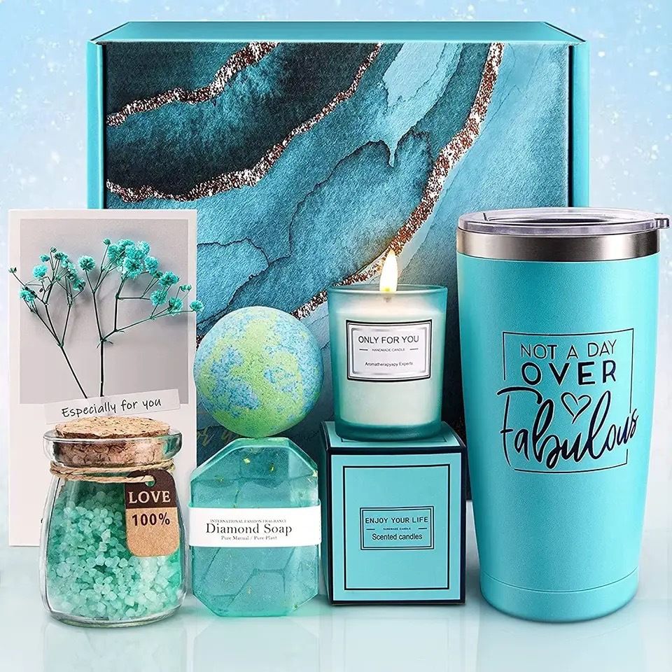 Spa Gift Set, Aromatherapy, Tumbler, Luxury, for Her, Bestie, 520, Christmas.(acid blue)