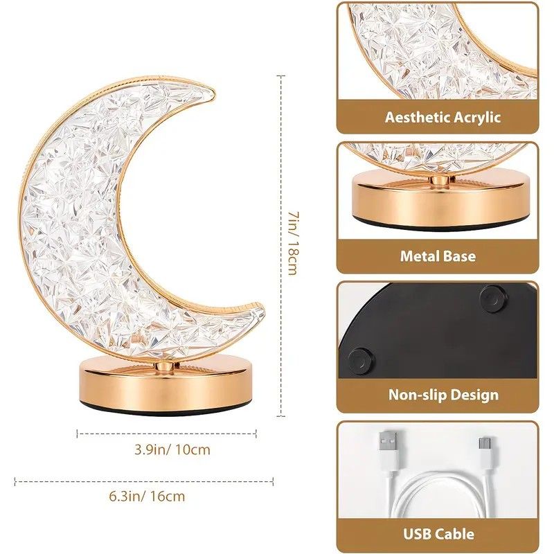 Rechargeable acrylic crystal desk lamp with 3 color temperatures touch control, USB charging for portability, and stepless brightness adjustment. Diamond-cut design serves as both an ambient light and an art piece./sunflower seed