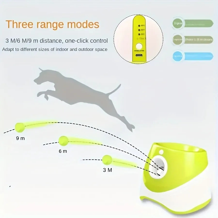 Automatic Pet Ball Launcher Toy with 3 Smart Launch Modes, Built-in Li-ion Battery & USB Charging, Long Battery Life, Indoor/Outdoor Use, Perfect Interactive Training Toy for Small and Medium Dogs.(blue)