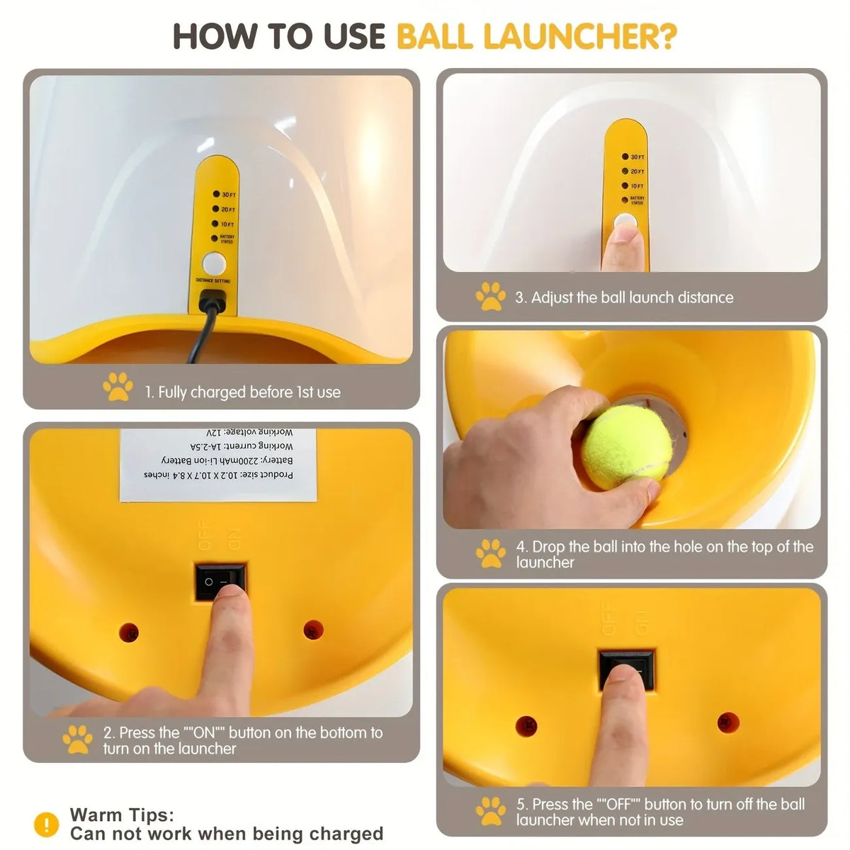 Automatic Pet Ball Launcher Toy with 3 Smart Launch Modes, Built-in Li-ion Battery & USB Charging, Long Battery Life, Indoor/Outdoor Use, Perfect Interactive Training Toy for Small and Medium Dogs.(blue)