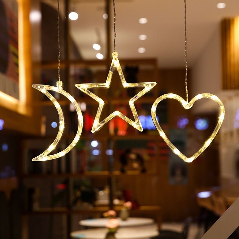 Christmas Window Lights, Hanging Christmas Window Light with Suction Cup, Battery Operated Hanging Lamp Decorations for Holiday Store Snowman