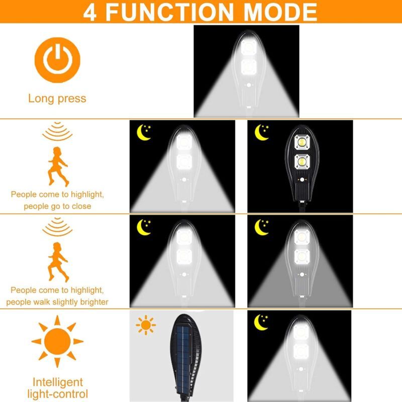 Solar Street Lights Outdoor, 60 LED Motion Sensor Lights Without Remote Control, 3 Sensor Mode, IP65 Waterproof Solar Powered Security Wall Lights
