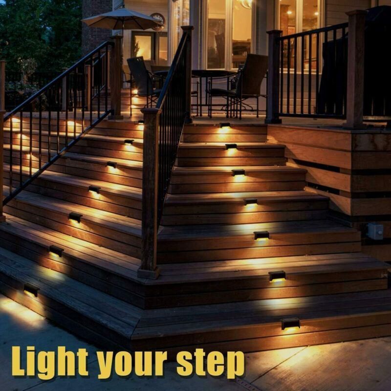 16 Pack Solar Patio Lights Waterproof LED Deck Lights for Patio Stairs Garden Pathway, Black Shell White Light