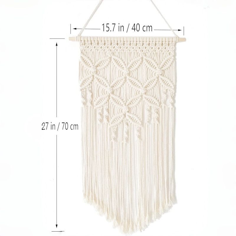 Yellow Large Macrame Wall Hanging, Boho Woven Tapestry Wall Art, 40 x 70 cm Bohemian Wall Decor for Living Room & Bedroom