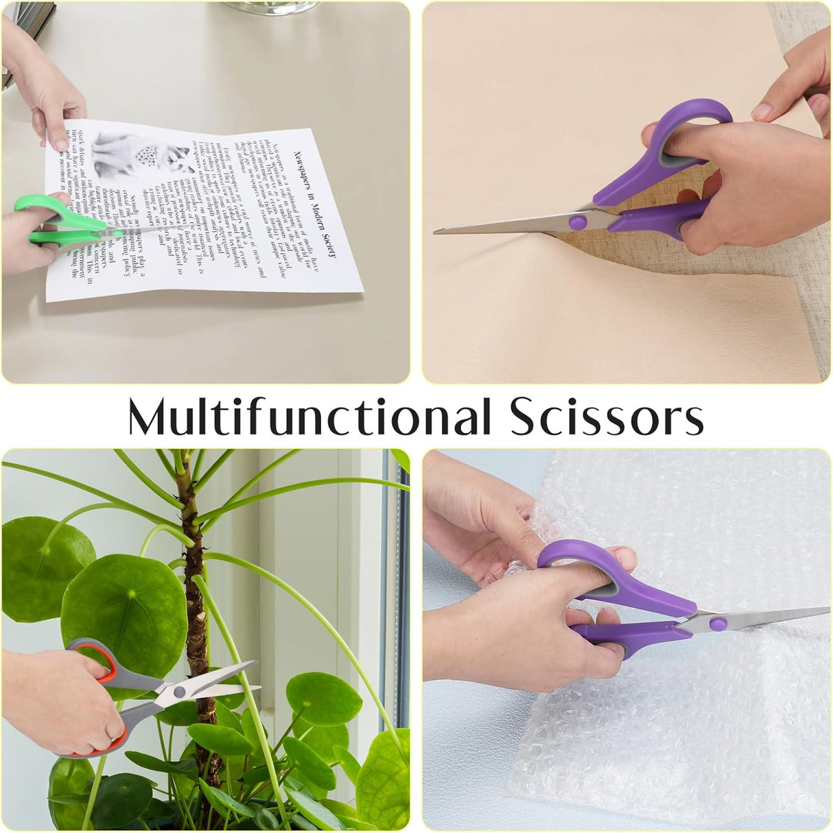 3 Pack Scissors Set, 8.3" Heavy Duty Scissors with 25 mm Thickness Sharp Blades & Ergonomic Soft-Grip Handles, All Purpose Scissors for Office, School, Kitchen, Crafts, Sewing, Right/Left Hand Use