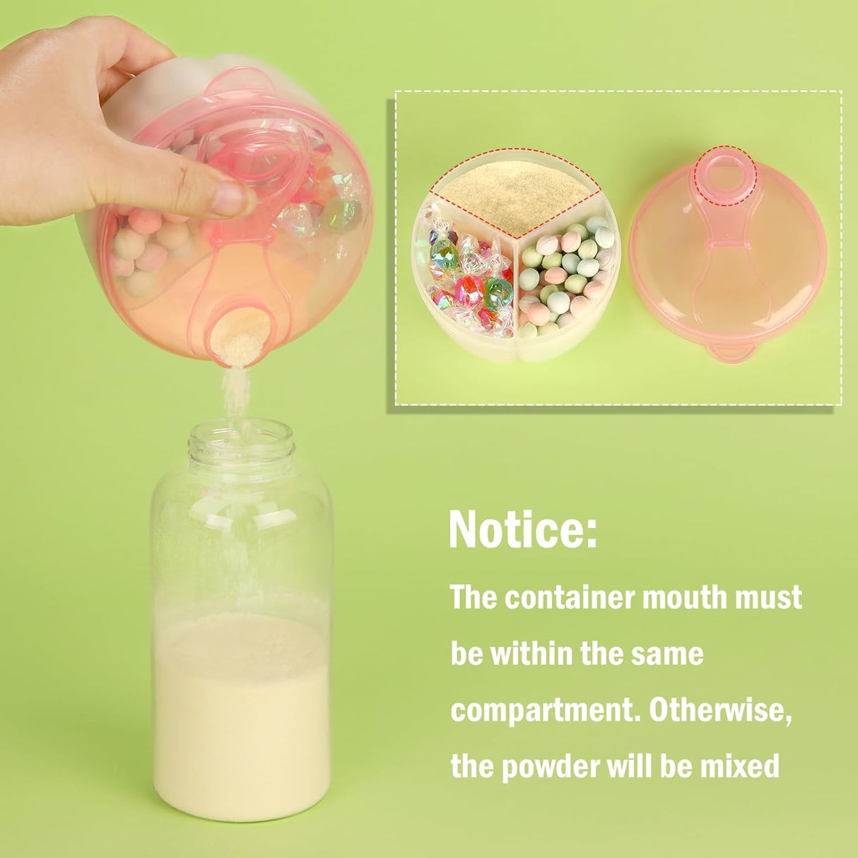 Baby Formula Dispenser On The Go, Formula Container to Go, Non-Spill Rotating Three-Compartment Formula Dispenser and Snack Storage Container for Infant Toddler Traveling