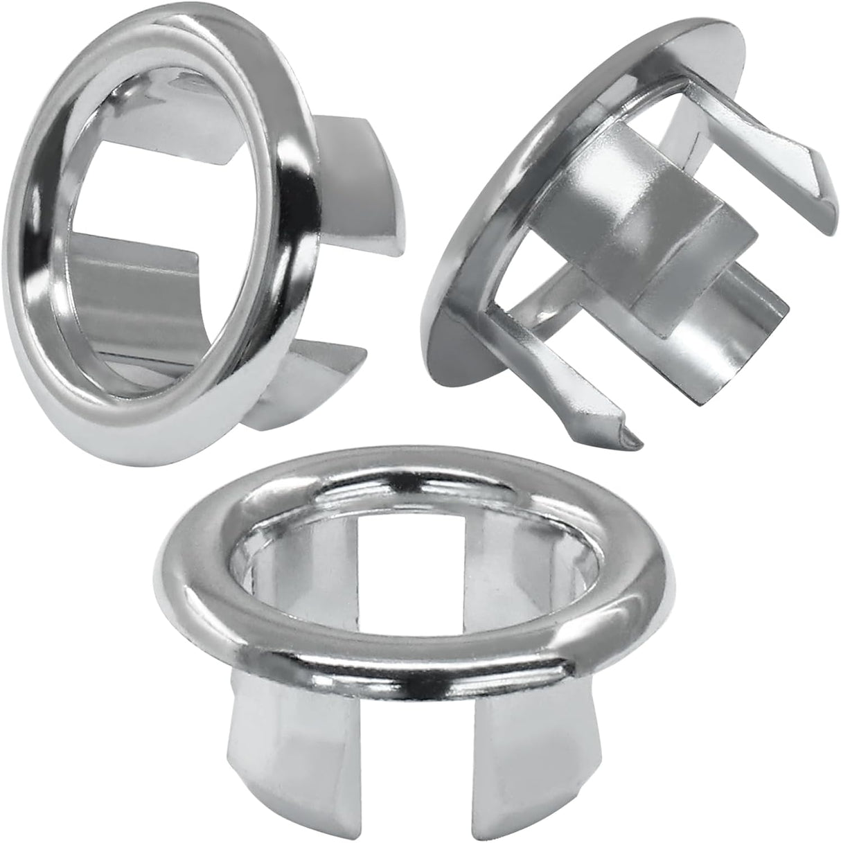 6 Pack Sink Overflow Ring Round Basin Trim Drain Cap Cover Sink Basin Trim Overflow Cover Hole Insert in Cap for Kitchen Bathroom, Chrome