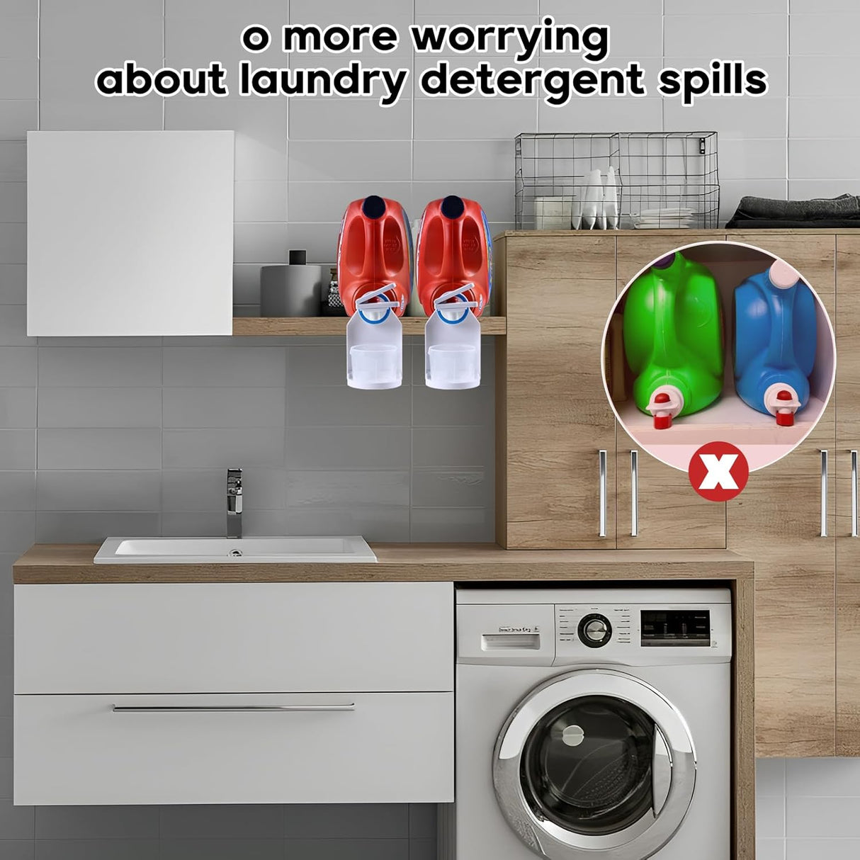 2 Pack Laundry Detergent Dispenser Cup Holder, Nozzle butt upgrade,Easily No More runny or Messy Laundry Detergent, Laundry Cup Holder and drip Tray Room Organizati and Storage