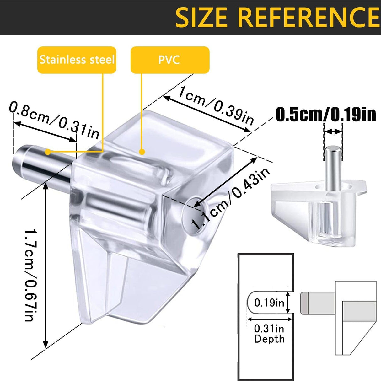 5 Millimeters Shelf Support Peg,Support Cabinet Shelf Pins,Clear Plastic Replacement Peg Cabinet Shelf Supports Pins for Kitchen Furniture Book Shelves Shelf Holder Locking Pins (20 Pieces)