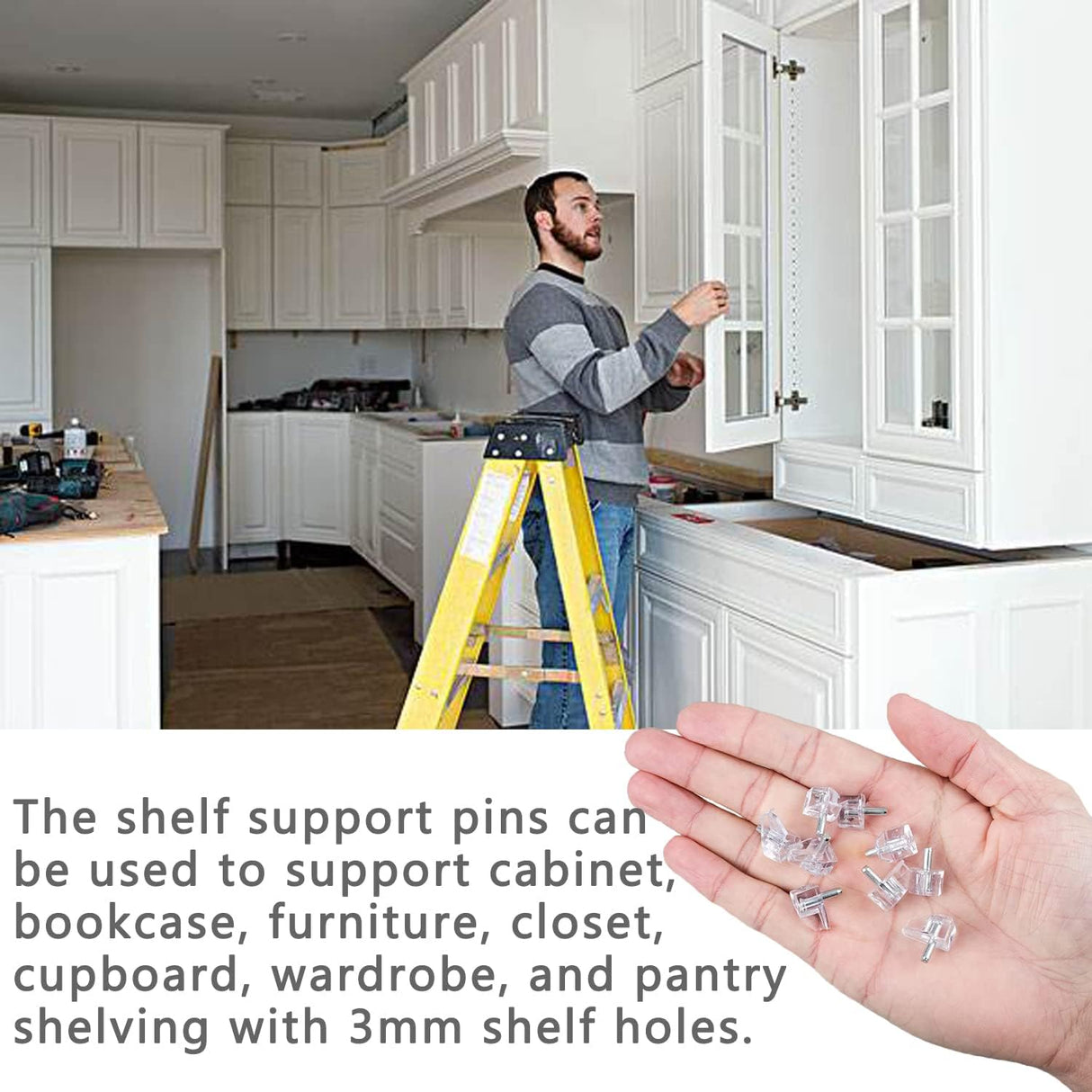 5 Millimeters Shelf Support Peg,Support Cabinet Shelf Pins,Clear Plastic Replacement Peg Cabinet Shelf Supports Pins for Kitchen Furniture Book Shelves Shelf Holder Locking Pins (20 Pieces)