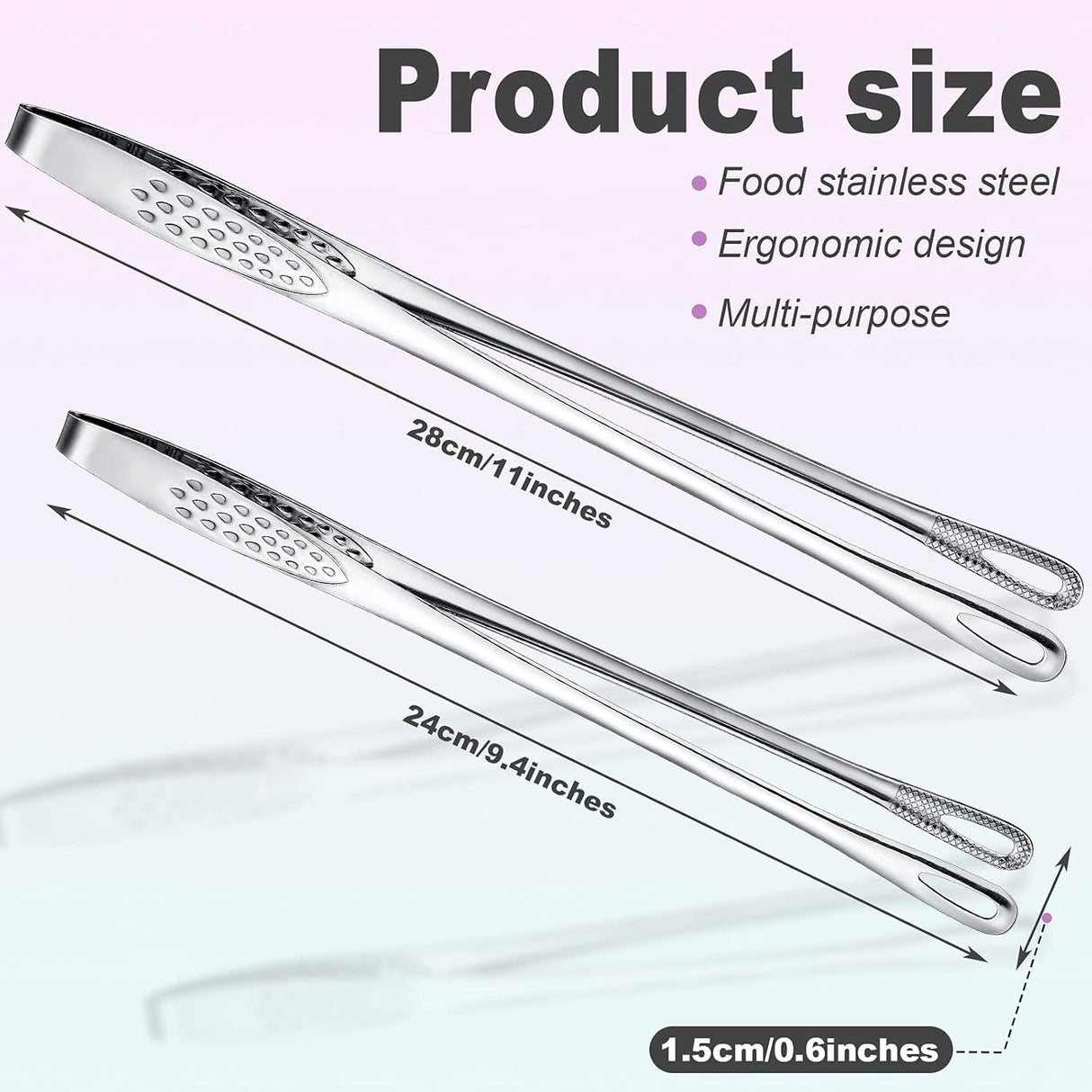 3 Pcs 11 Inches Kitchen Tongs Korean BBQ Tweezers for Cooking Stainless Steel Kitchen Tweezers Grill Food Yakiniku Cooking Clamp Tool for Salad, Fish, Steak, Barbecue, Buffet, Meat