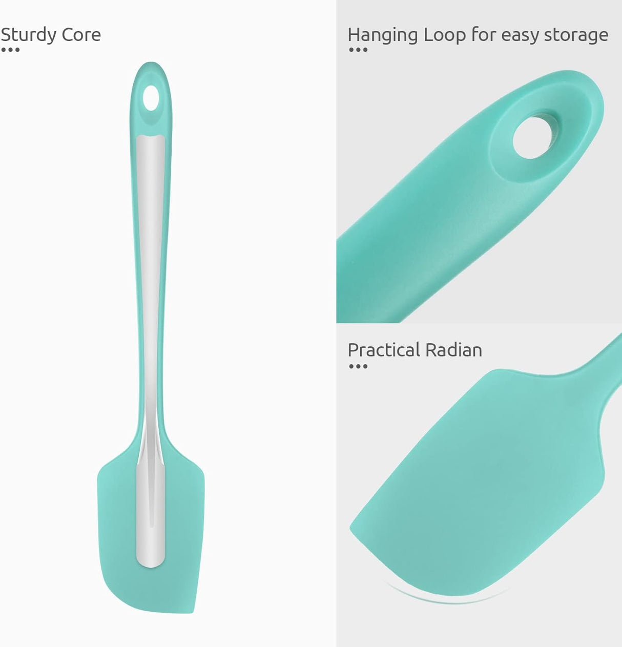 Heat Resistant Silicone Large Spatula: 600ºF High Heat Flexible 11.38in Silicon Mixing Stirring Cooking Scraping Baking Bowl Scraper Seamless Spreader for Kitchen Nonstick Cookware (Aqua Sky)