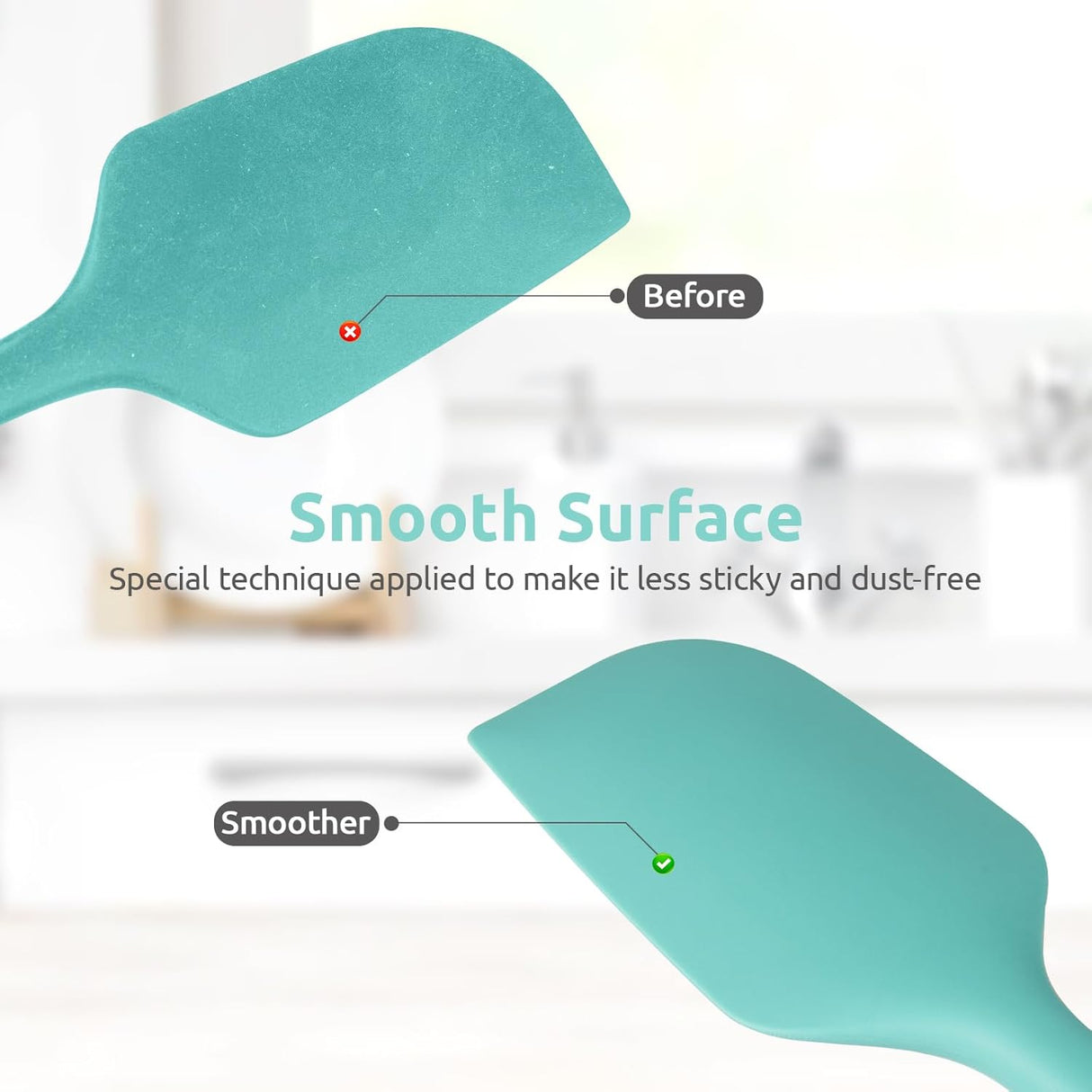 Heat Resistant Silicone Large Spatula: 600ºF High Heat Flexible 11.38in Silicon Mixing Stirring Cooking Scraping Baking Bowl Scraper Seamless Spreader for Kitchen Nonstick Cookware (Aqua Sky)
