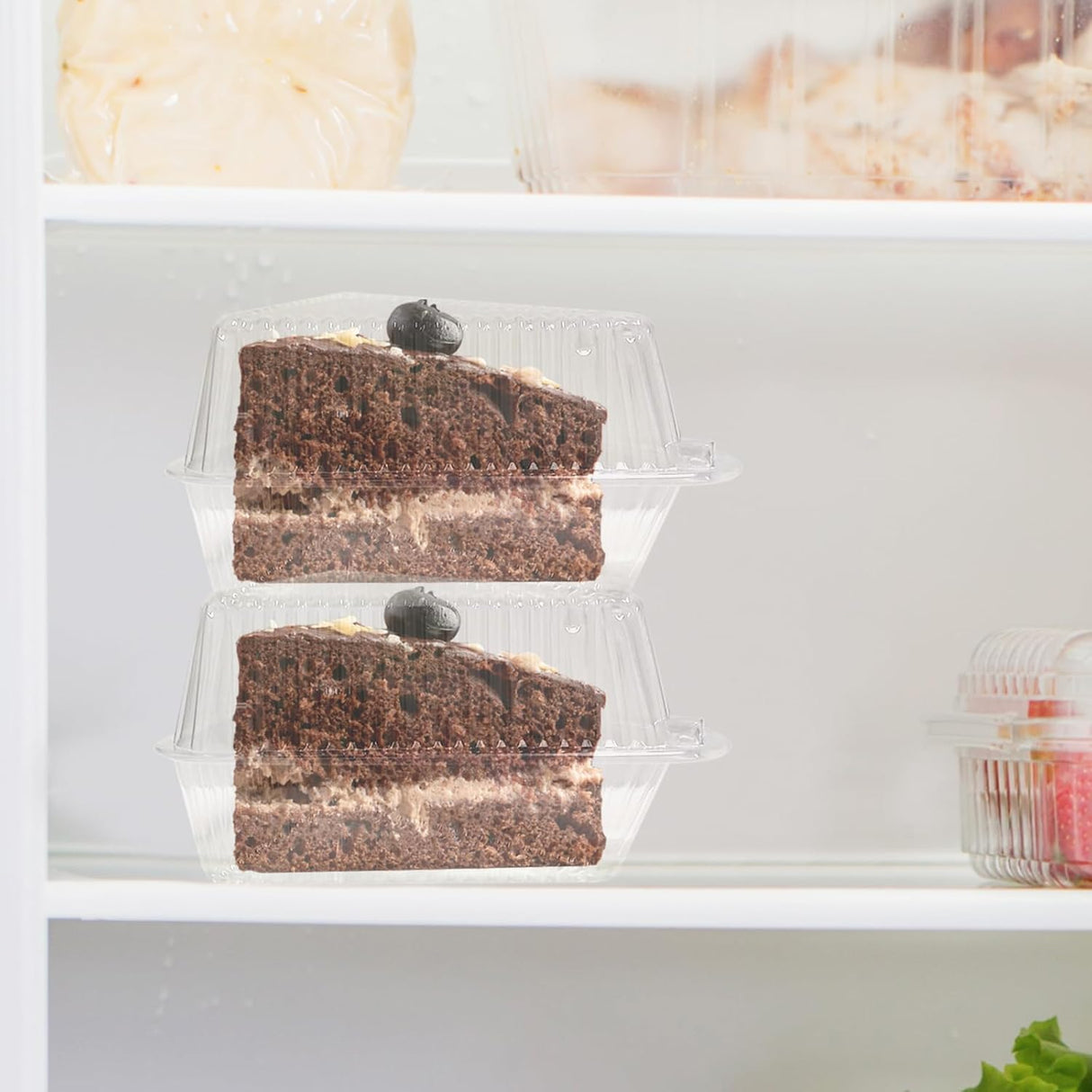 Thickened Extra Large 50Pcs Cake Slice Containers,4.4 Inch Pie Slice Containers For 6”-8” Diameter Cake or Pie Slices,Cheesecake Containers,Plastic Boxes for Take Out Packaging