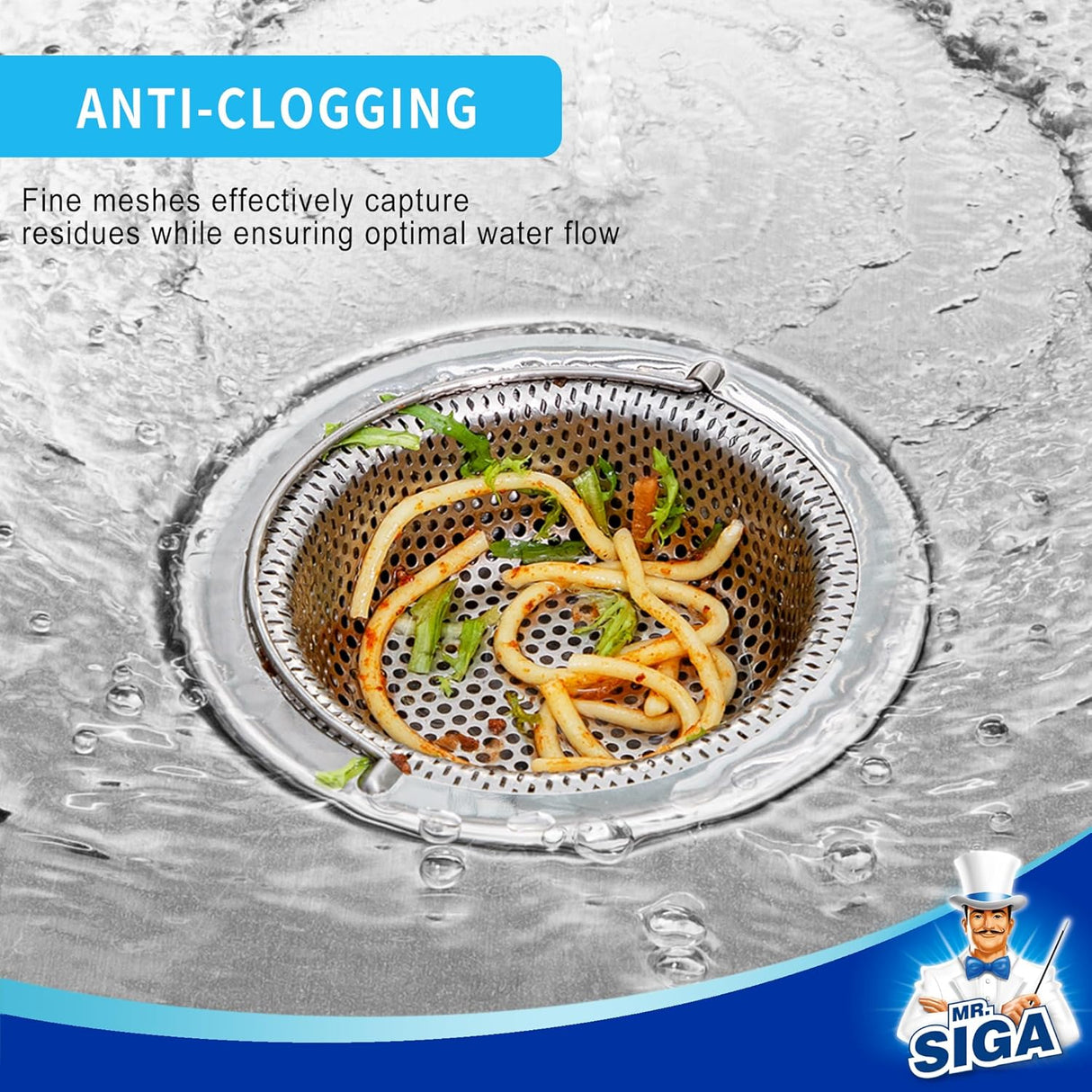 Kitchen Sink Strainer, Stainless Steel Sink Drain Strainer, Dishwasher Safe, 2 Pack