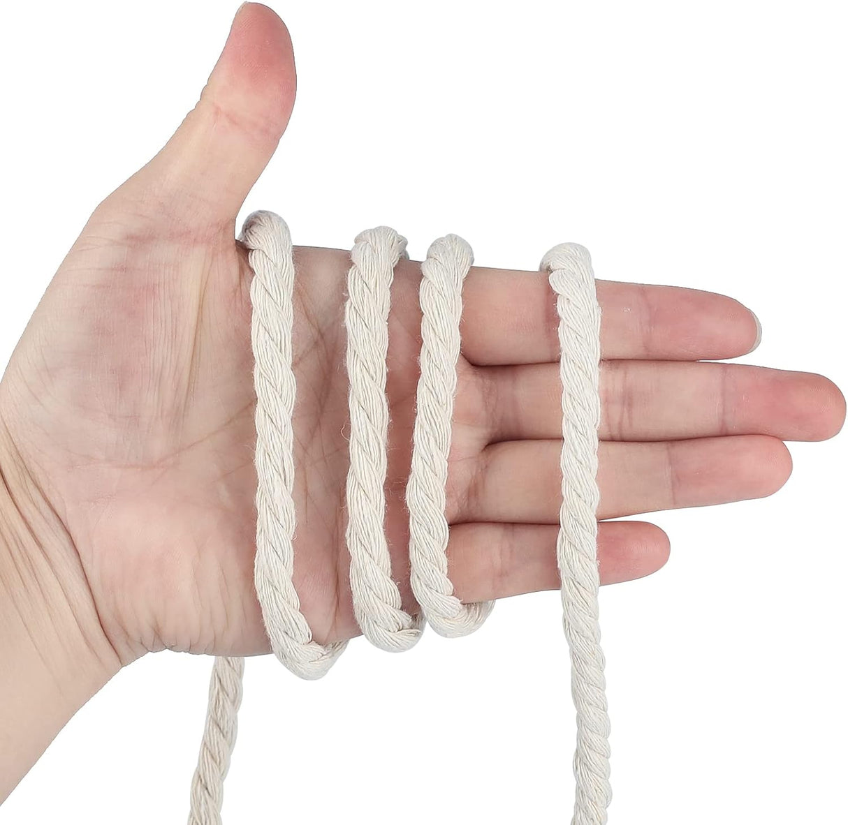 1/3 Inch Nautical Cotton Rope Crafts, 8mm x 65Feet Clothes line Rope for Outdoor,3 Ply White Rope Cord Unbleached Rope, Macrame Cord Rope for Clothesline, Baskets, Hangings Pots, Pet, Toys