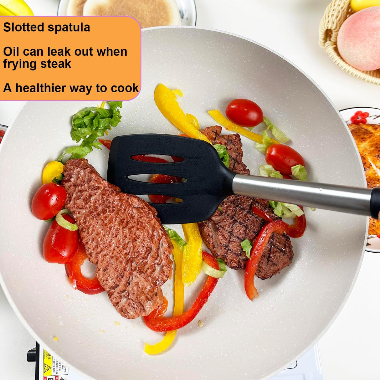 Spatula Set Silicone Heat Resistant for Nonstick Cookware Rubber Silicone Spatula Turner Fish, Large Nonstick Plastic Egg Wok Spatula for kitchen use Cooking Utensils Set