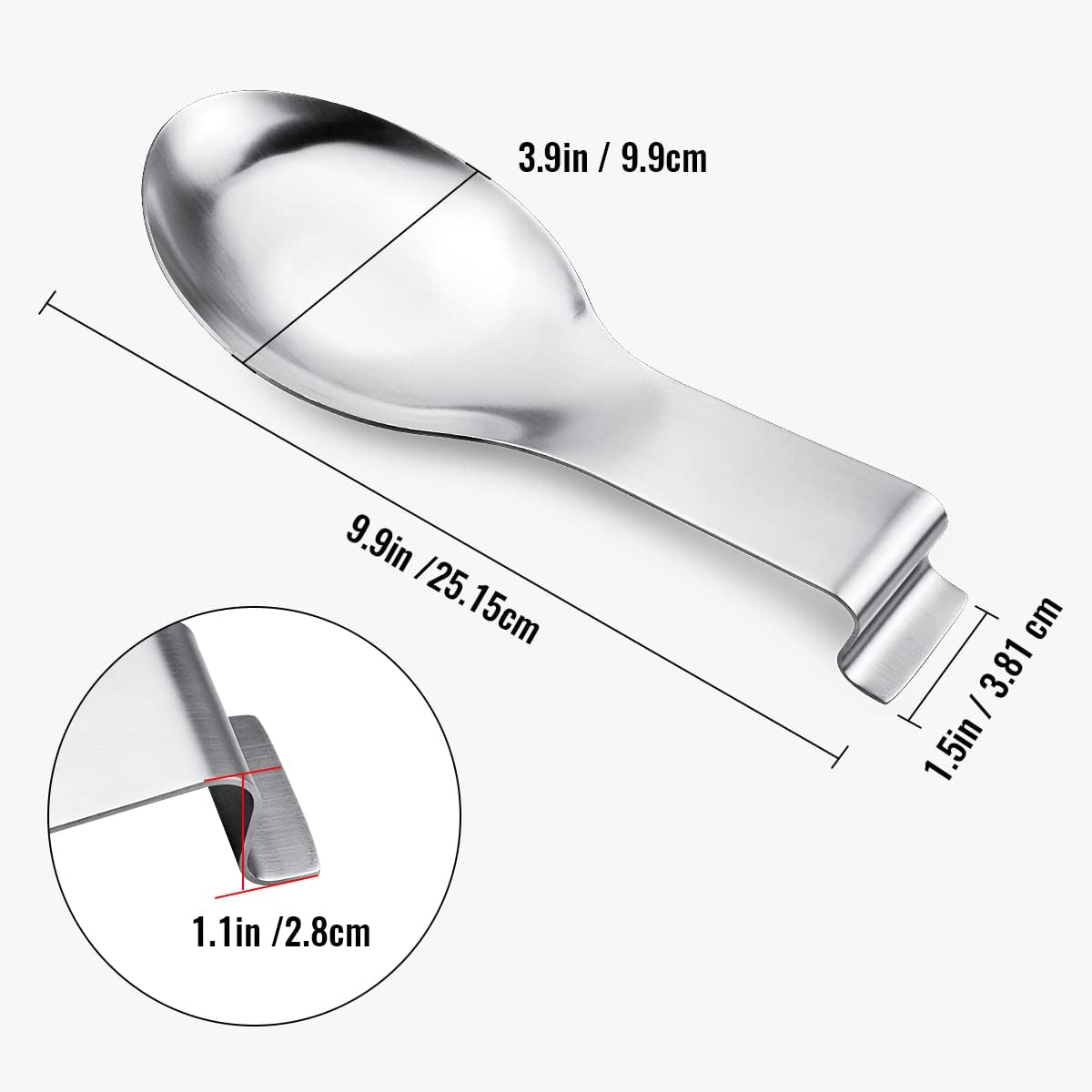 1 PCS Stainless Steel Spoon Rest, Spoon Holder for Stove Top, Utensil Spoon Rest Holder, kitchen utensils Holder for Ladles, Spatula, Cooking Utensils or Kitchen Tools (Silver)