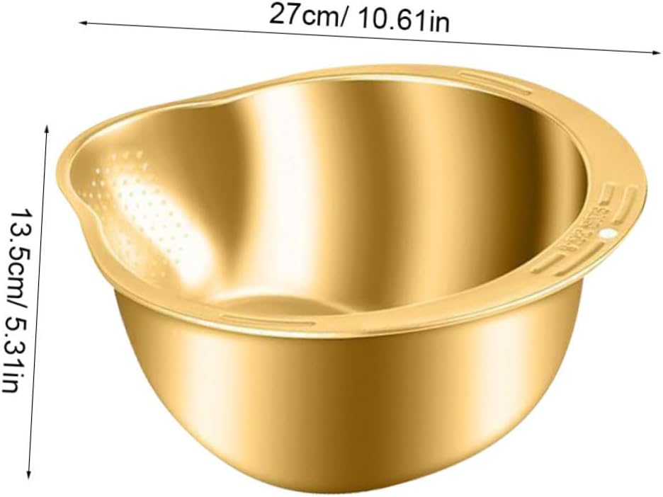 2-Piece Stainless Steel Rice Washing Strainer Set with Thickened Fine Mesh for Fruits Vegetables Easy to Clean Kitchen Colander