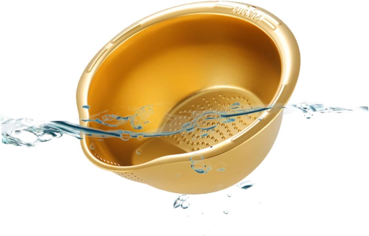 2-Piece Stainless Steel Rice Washing Strainer Set with Thickened Fine Mesh for Fruits Vegetables Easy to Clean Kitchen Colander